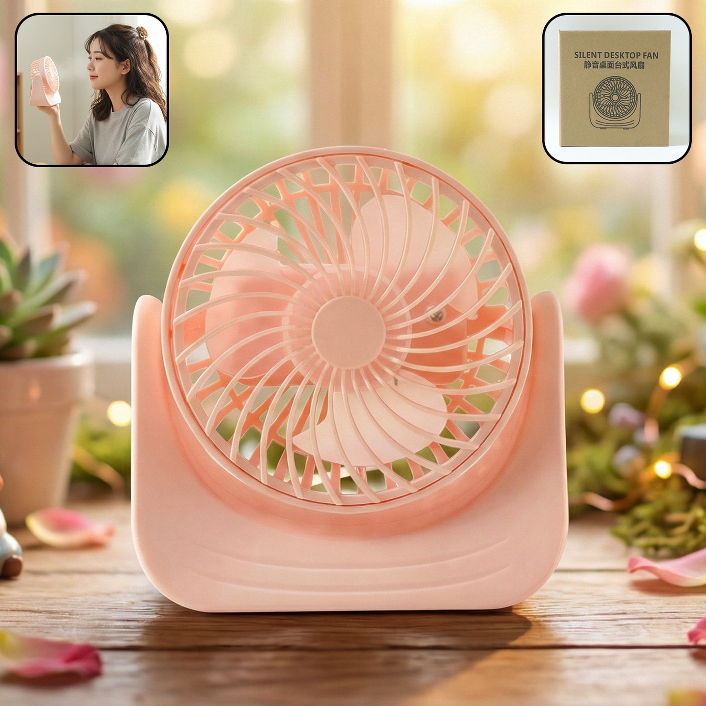 Silent Desktop Mini Fan with Adjustable Head - 1 Pc - Happy Price - Image 1