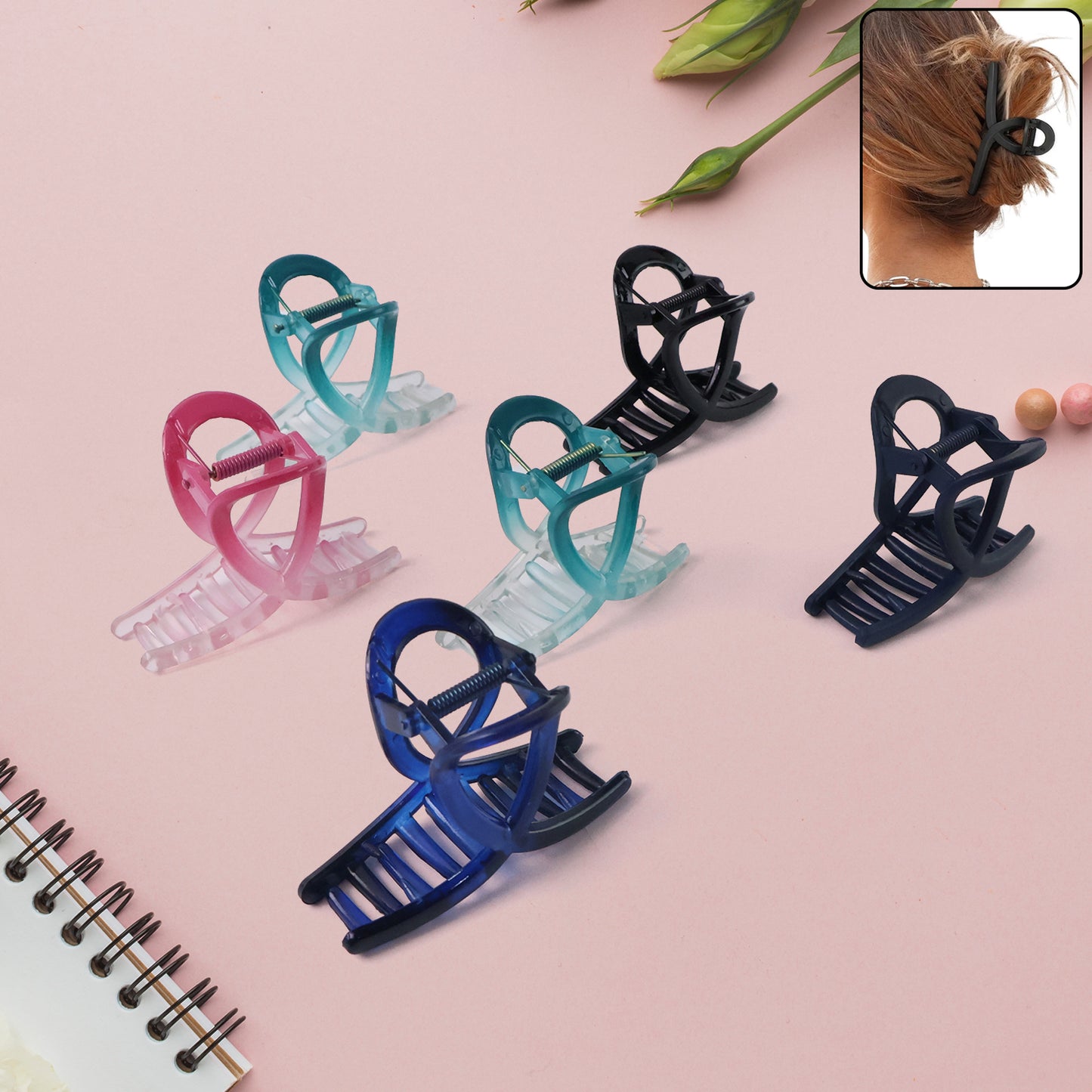 Plastic Hair Clamp Grip Simple Matte Hair Barrette Clamp (12 Pc Mix Design) - Happy Price - Image 2
