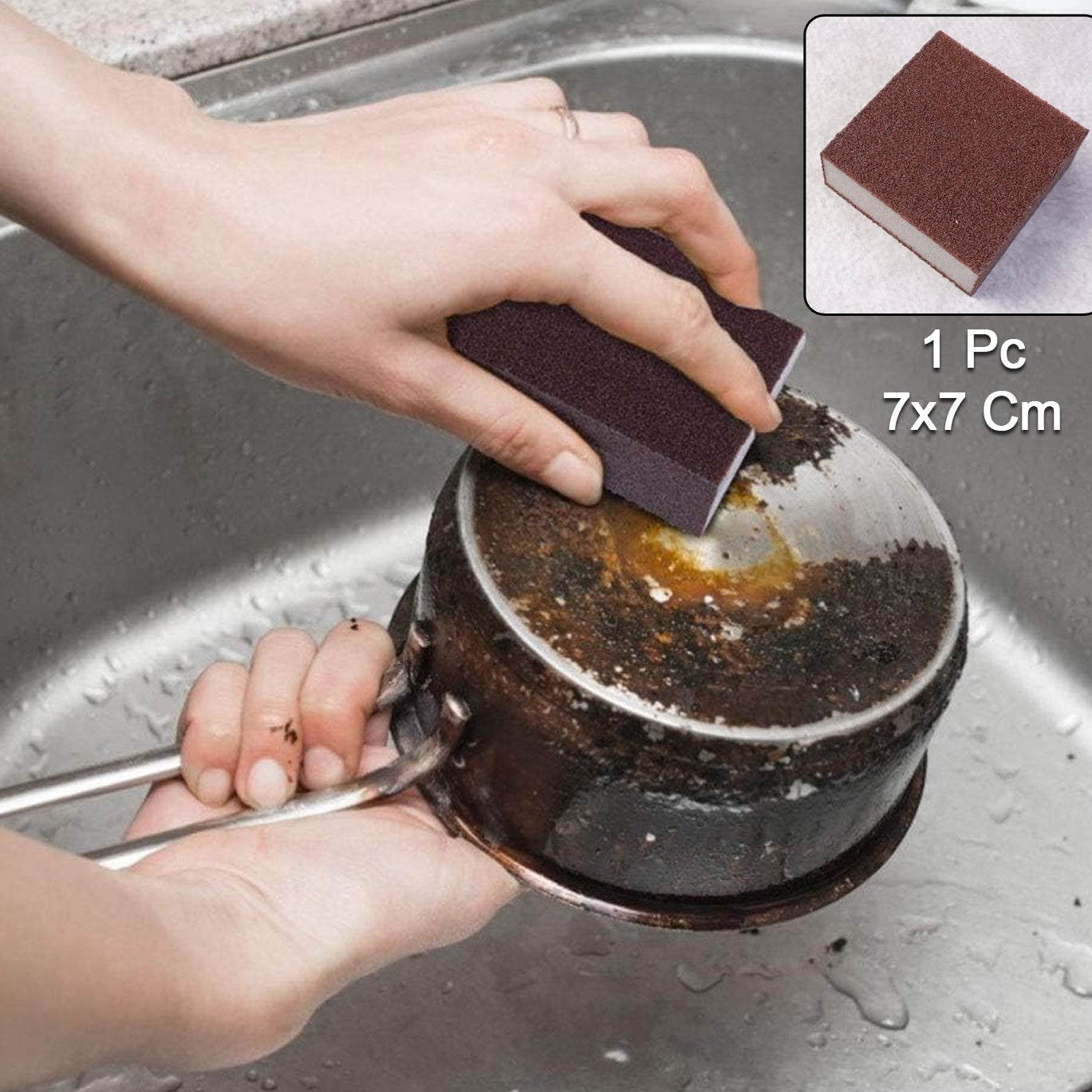 Multipurpose Kitchen Scrub Sponge Block - 7x7 cm, 1 Pc - Happy Price - Image 1