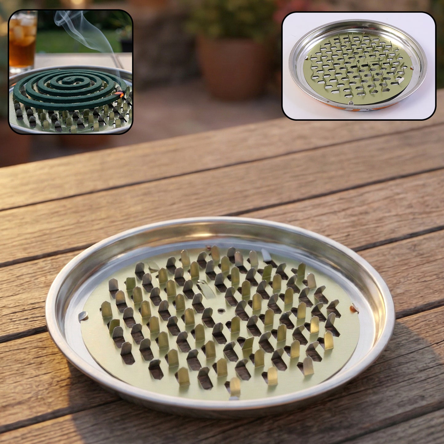 Round Metal Mosquito Coil Holder with Ash Tray - 1 Piece - Happy Price - Image 2