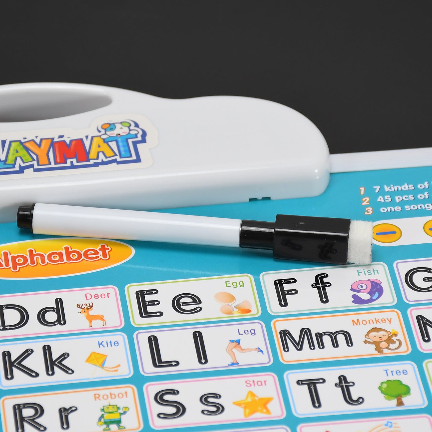 Learning Board 2in1 - Educational Pad For Kids Musical Board For Alphabet Abc Learning Toy Play Mat Drawing With One Doodle Pen - Happy Price - Image 5