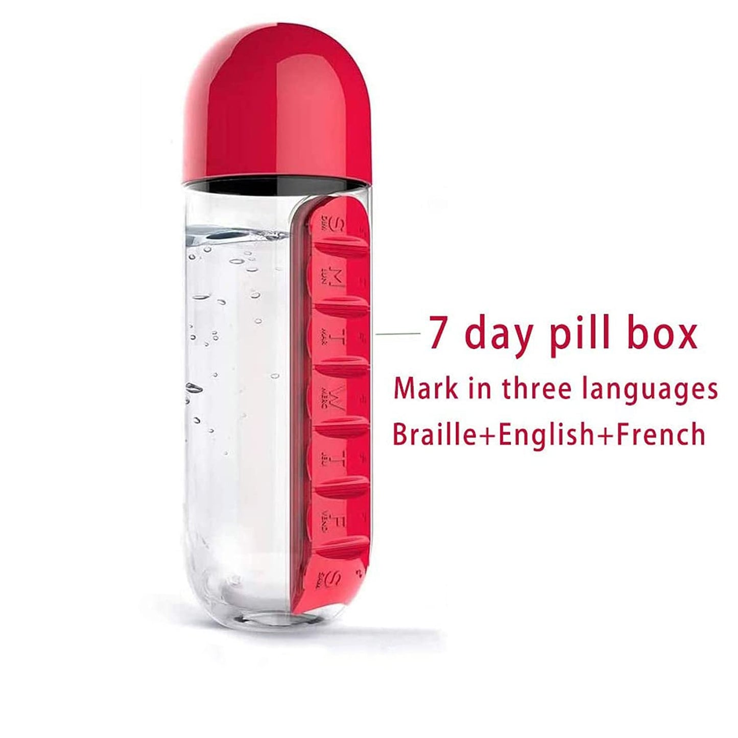 Water Bottle With Built-in 7-day Pill Organizer Approx 900ml (1 Pc) - Happy Price - Image 5