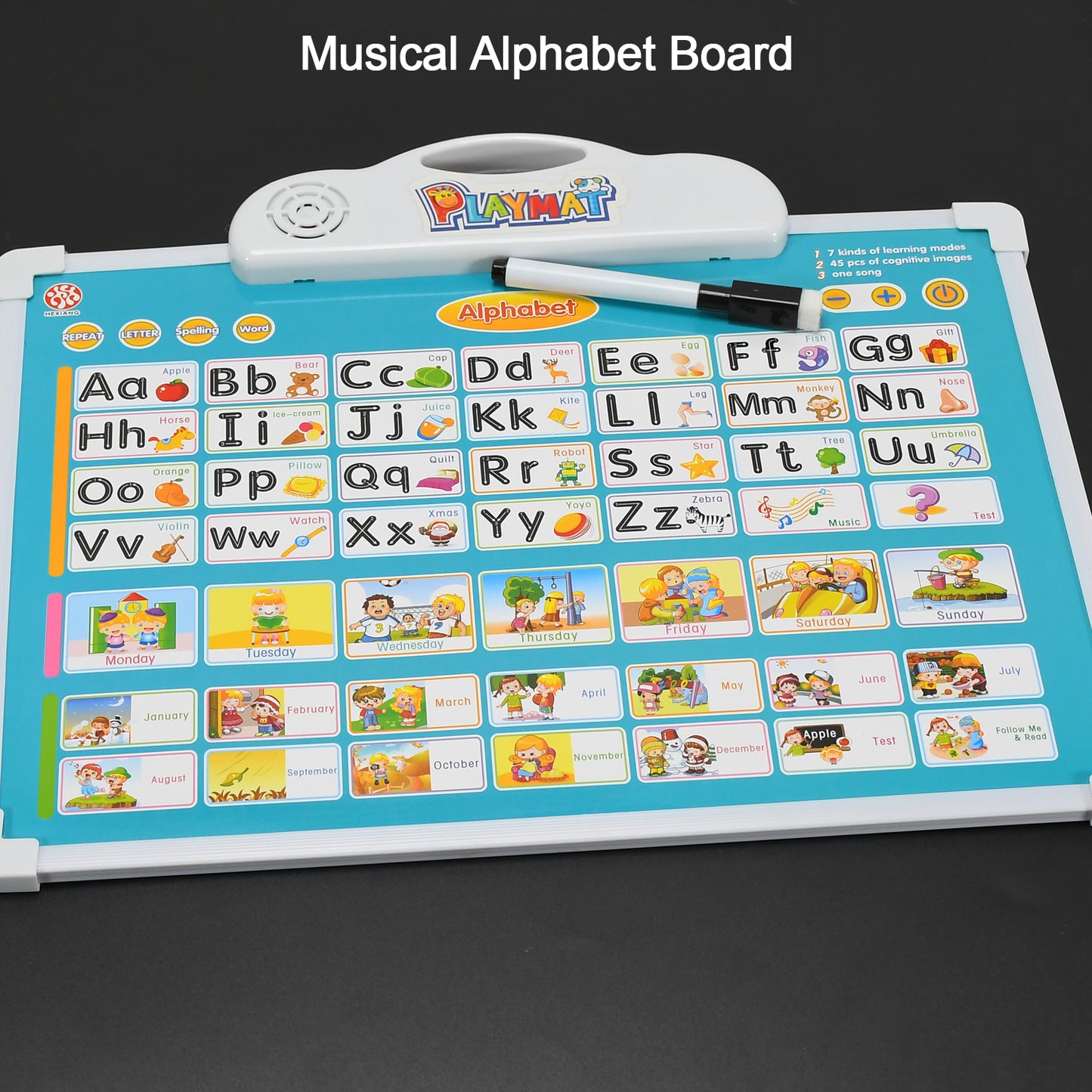 Learning Board 2in1 - Educational Pad For Kids Musical Board For Alphabet Abc Learning Toy Play Mat Drawing With One Doodle Pen - Happy Price - Image 3