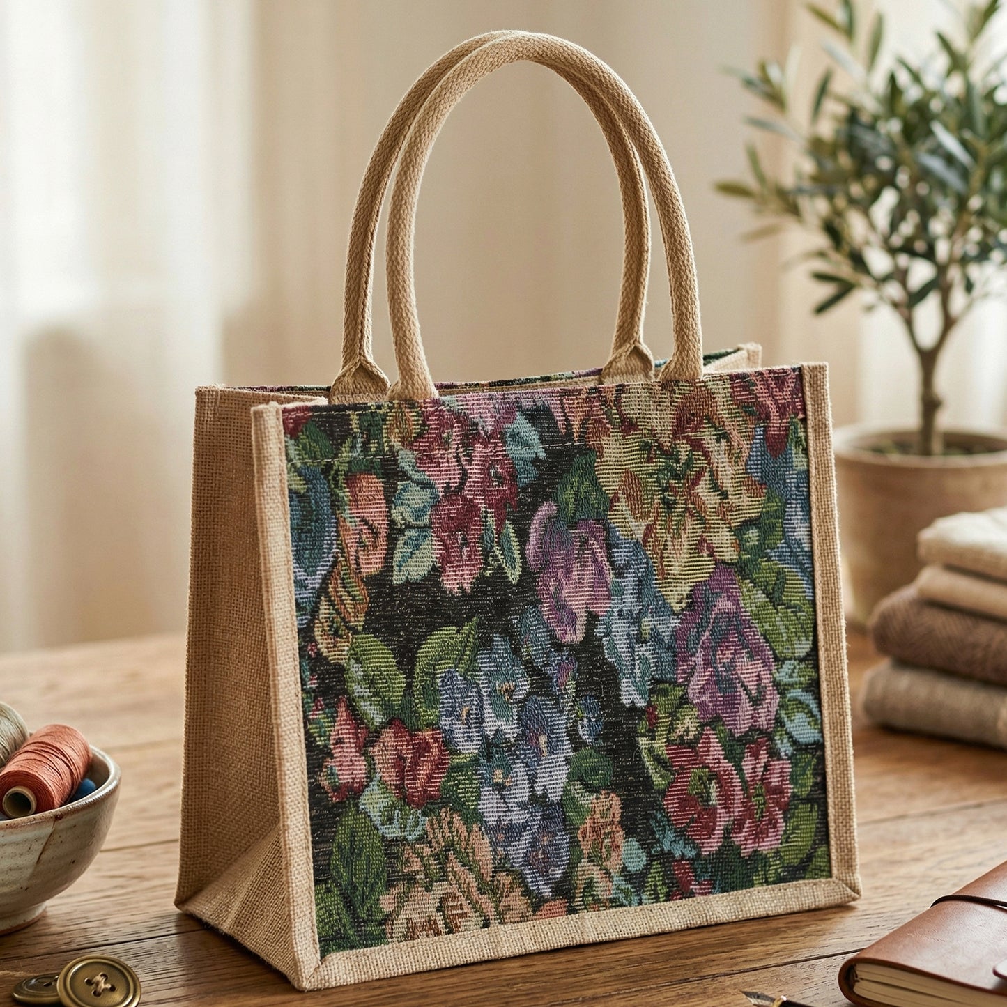 Floral Print Multipurpose Tote Bag - 1 Pc, 29x33 Cm - Great Price - Image 3