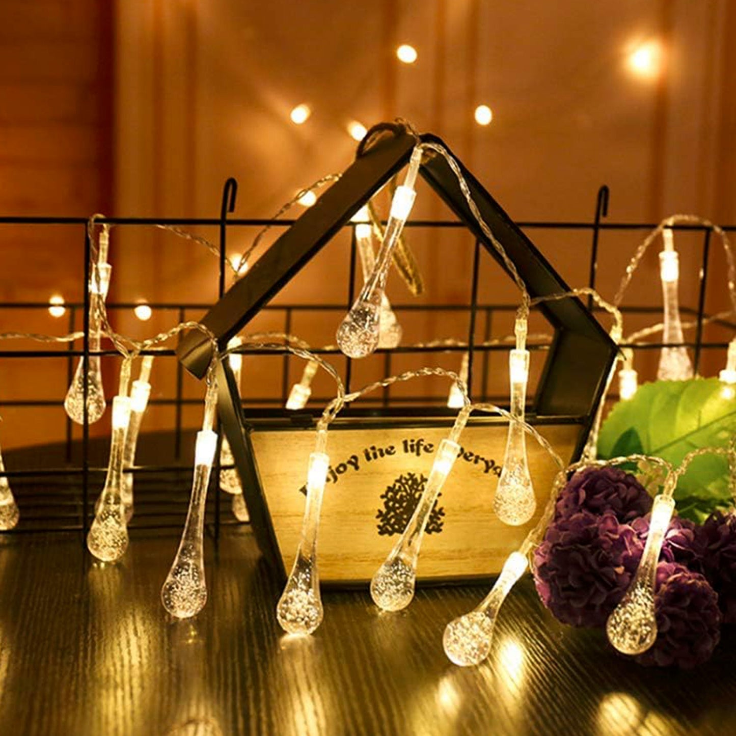 Decorative Led Lighting Chain With Crystal Water Drop Bulbs Approx 3 Mtr (1 Pc) - Happy Price - Image 2