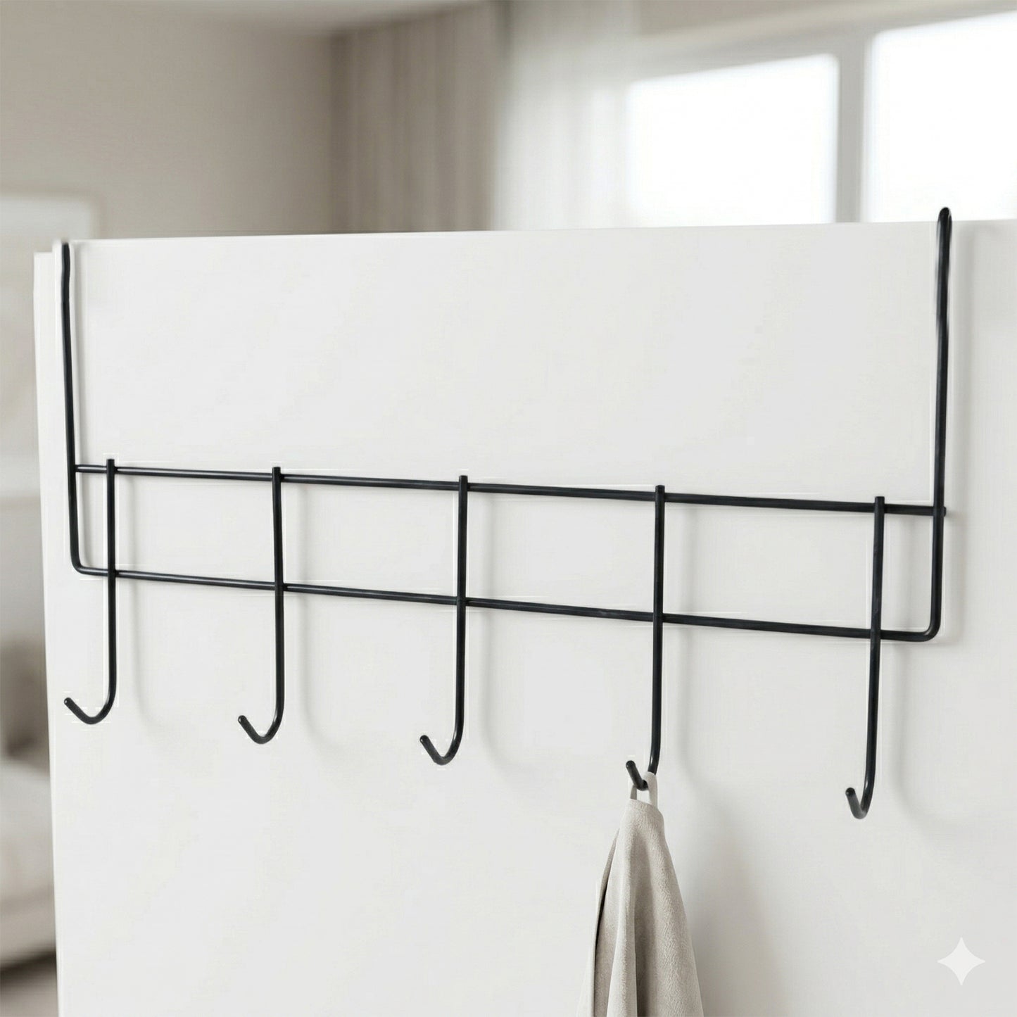 Metal 5 Hook Over-the-Door Rack - 1 Pc Hanging Organizer - Great Price - Image 6
