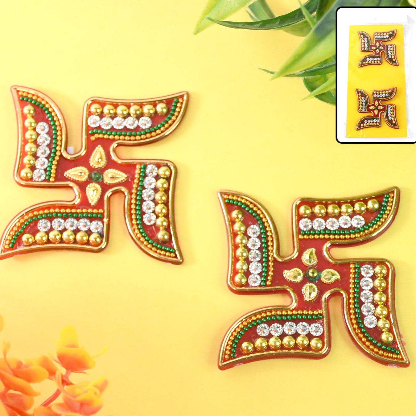 Decorative Swastik Sticker (2pc Set) - Happy Price - Image 1