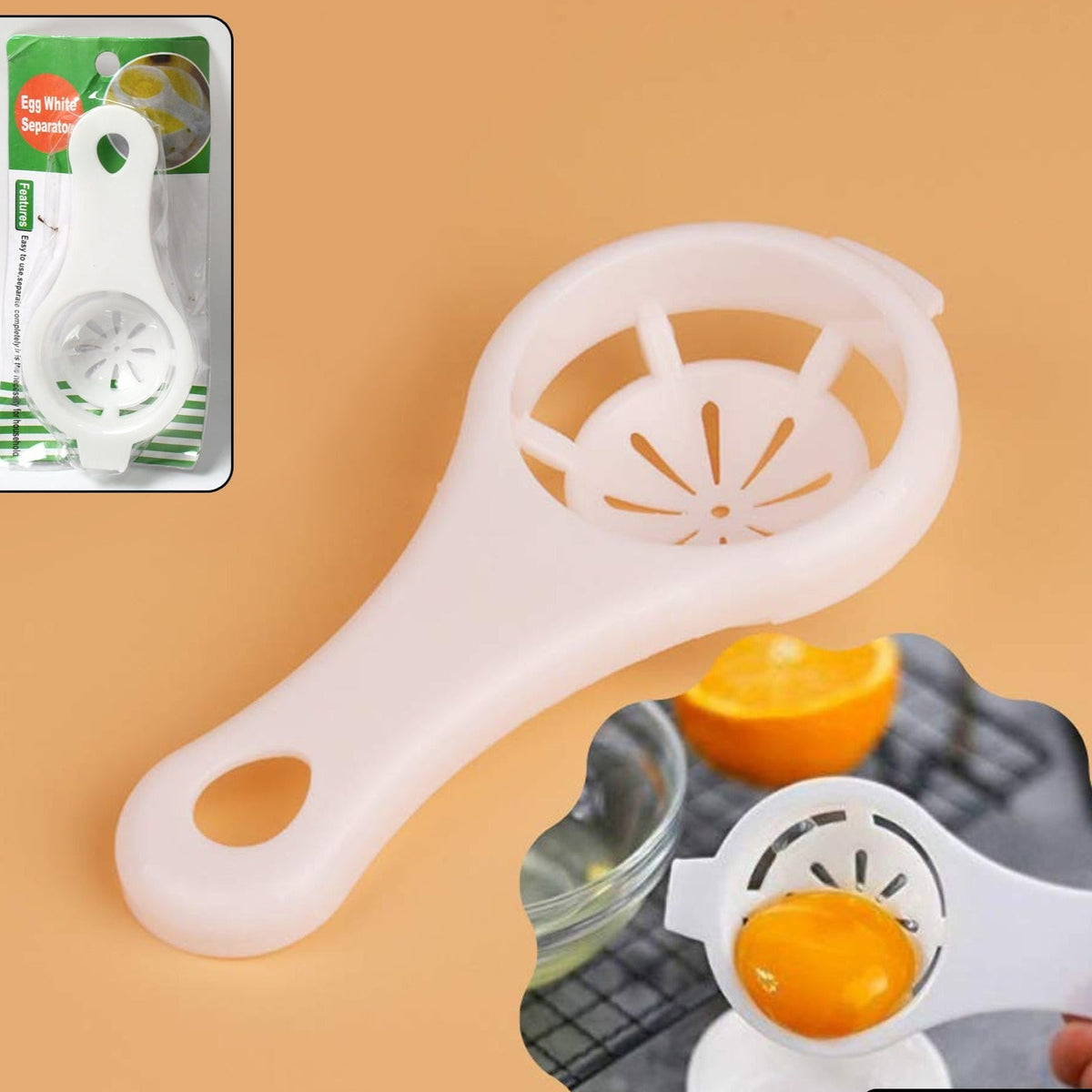 Plastic Egg Yolk Separator Egg White Yolk Filter Separator (1 Pc With Card Packing) - Happy Price - Image 1