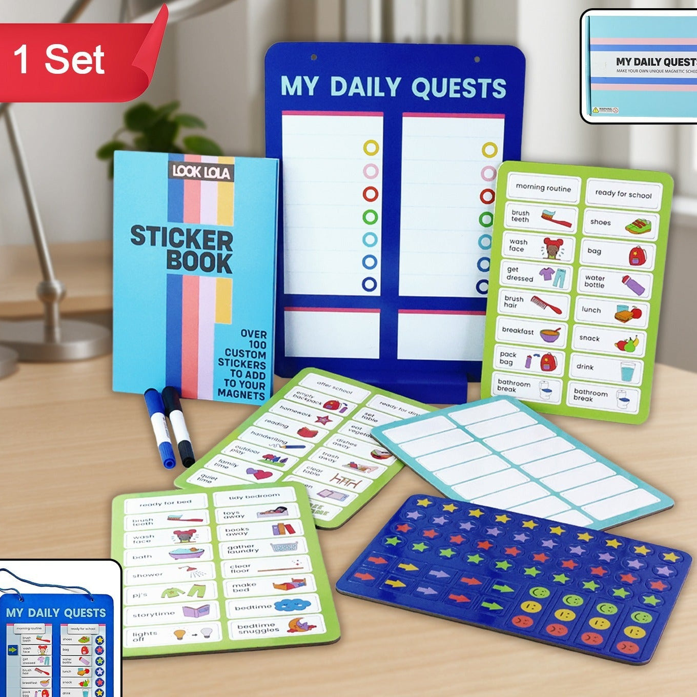 Magnetic Activity Board for Kids - Daily Routine & Habit Tracker Set - Happy Price - Image 1