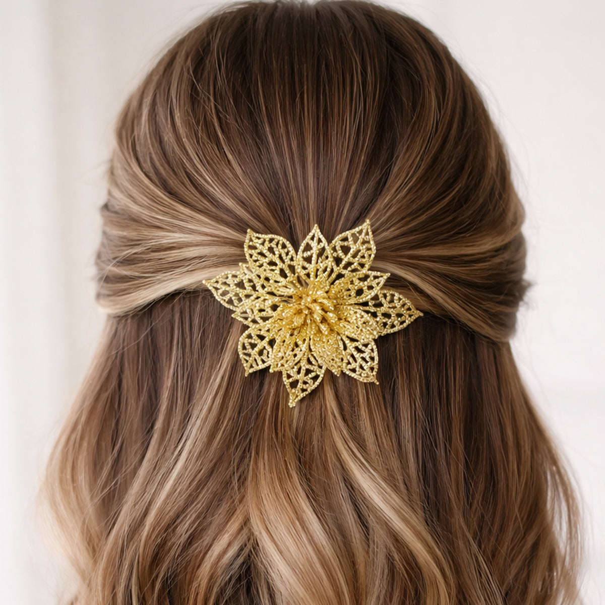 Glitter Flower Hair Clips - 6 Pc Mix Color Set for Women & Girls - Happy Price - Image 6