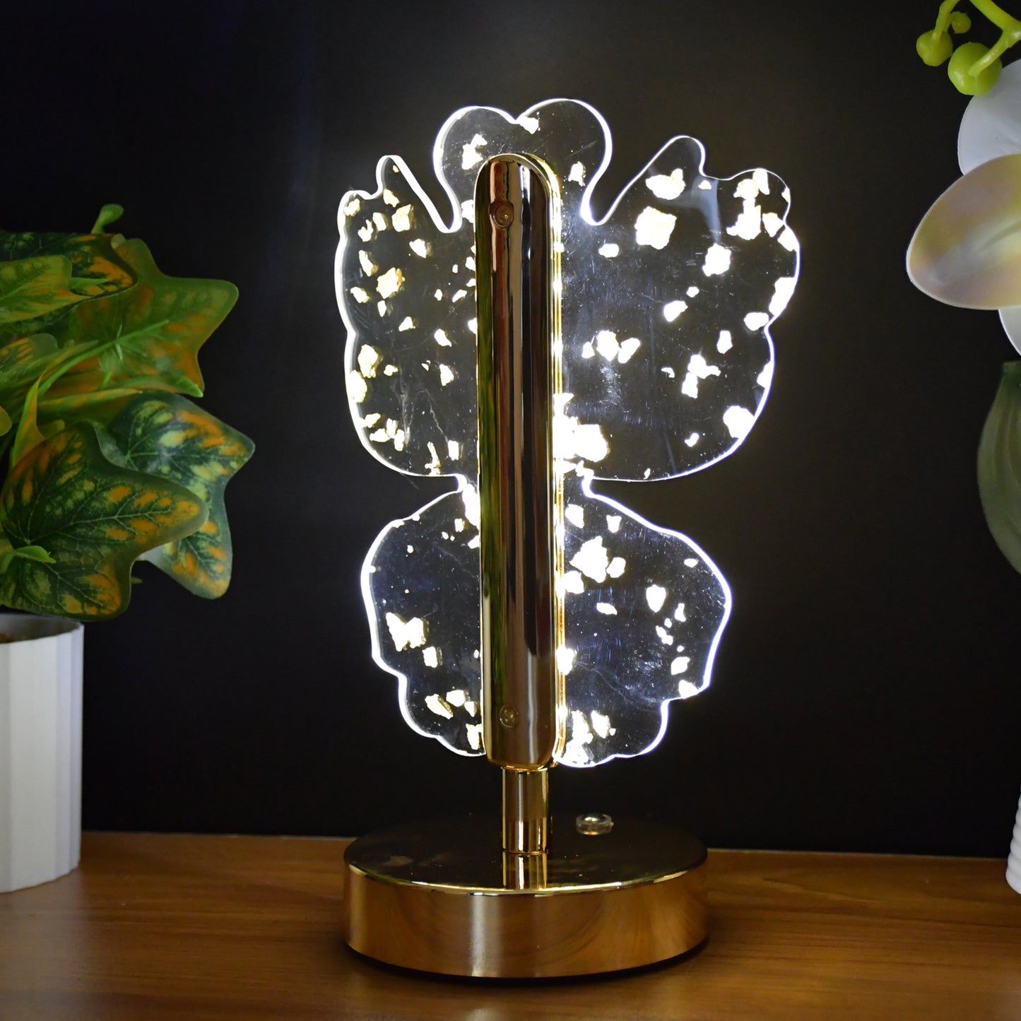 Golden Butterfly Crystal LED Table Lamp, USB Rechargeable Decorative Light (1 Pc) - Happy Price - Image 3