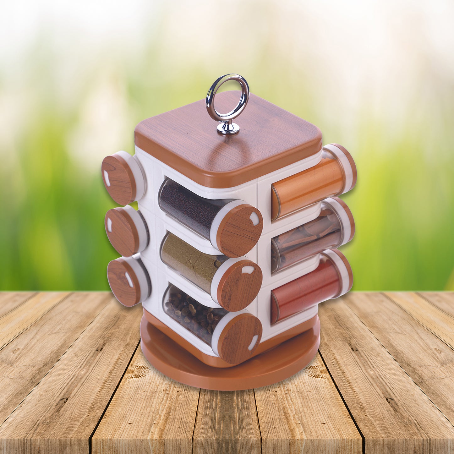Ganesh 12-jar Revolving Spice Rack Masala Box - Happy Price - Image 3