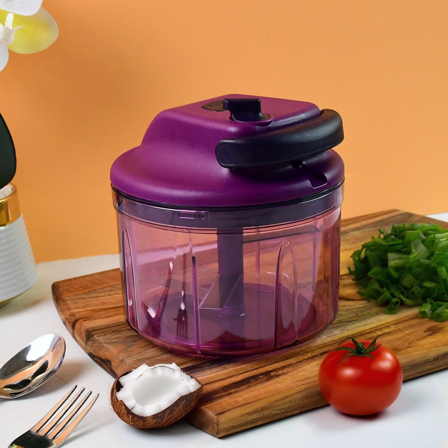 Manual Vegetable Chopper with 1000 ML Capacity & Stainless Steel Blades - Happy Price - Image 6