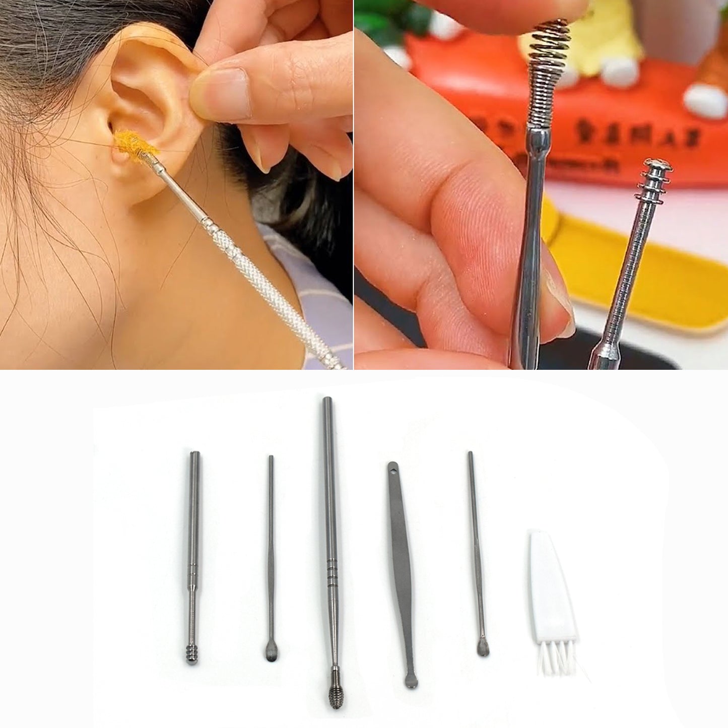 6pcs Earwax Removal Kit Ear Cleansing Tool Set Ear Curette Ear Wax Remover Tool - Happy Price - Image 4