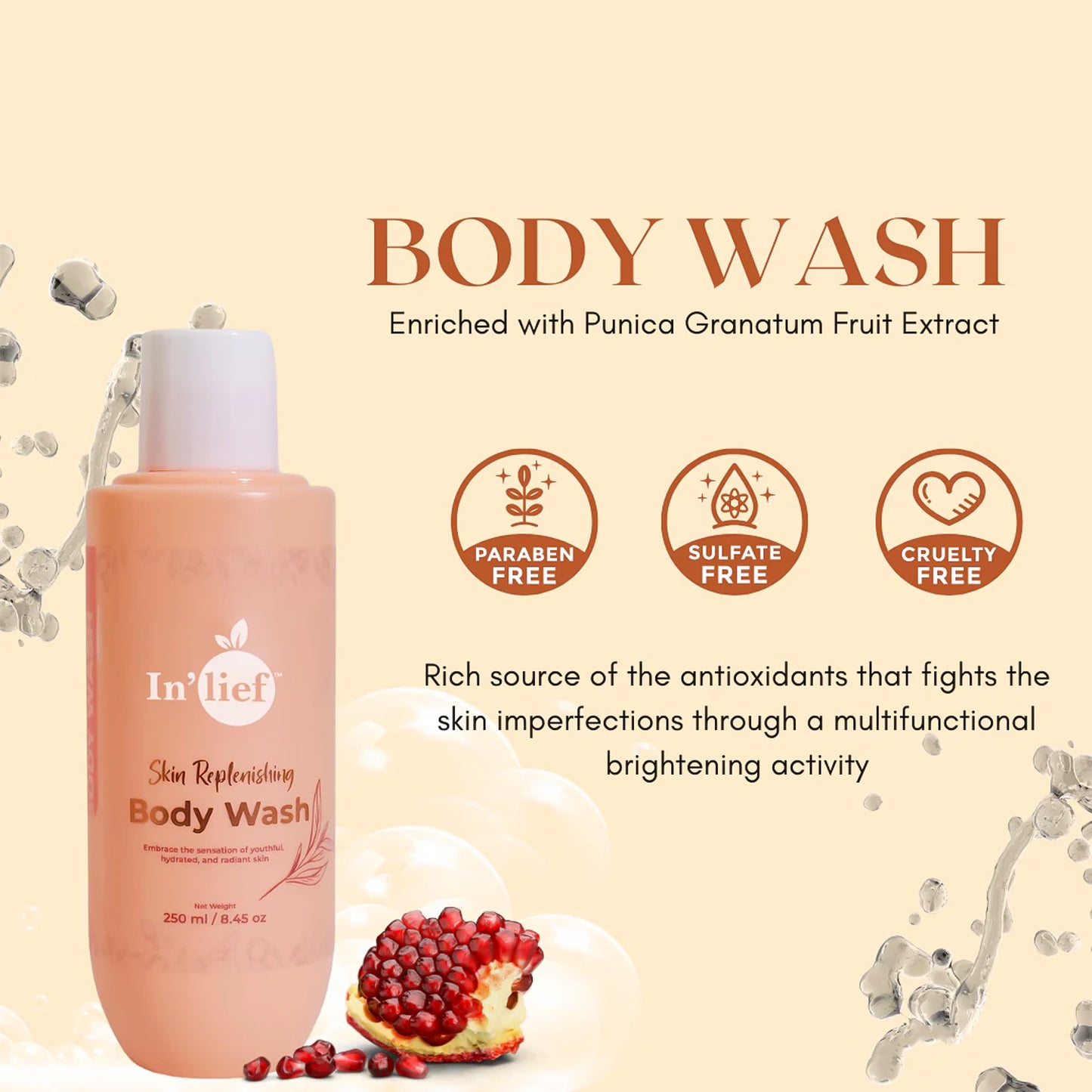 Inlief Nourishing Hydrating Skin Replenishing Body Wash (250 Ml) - Happy Price - Image 6