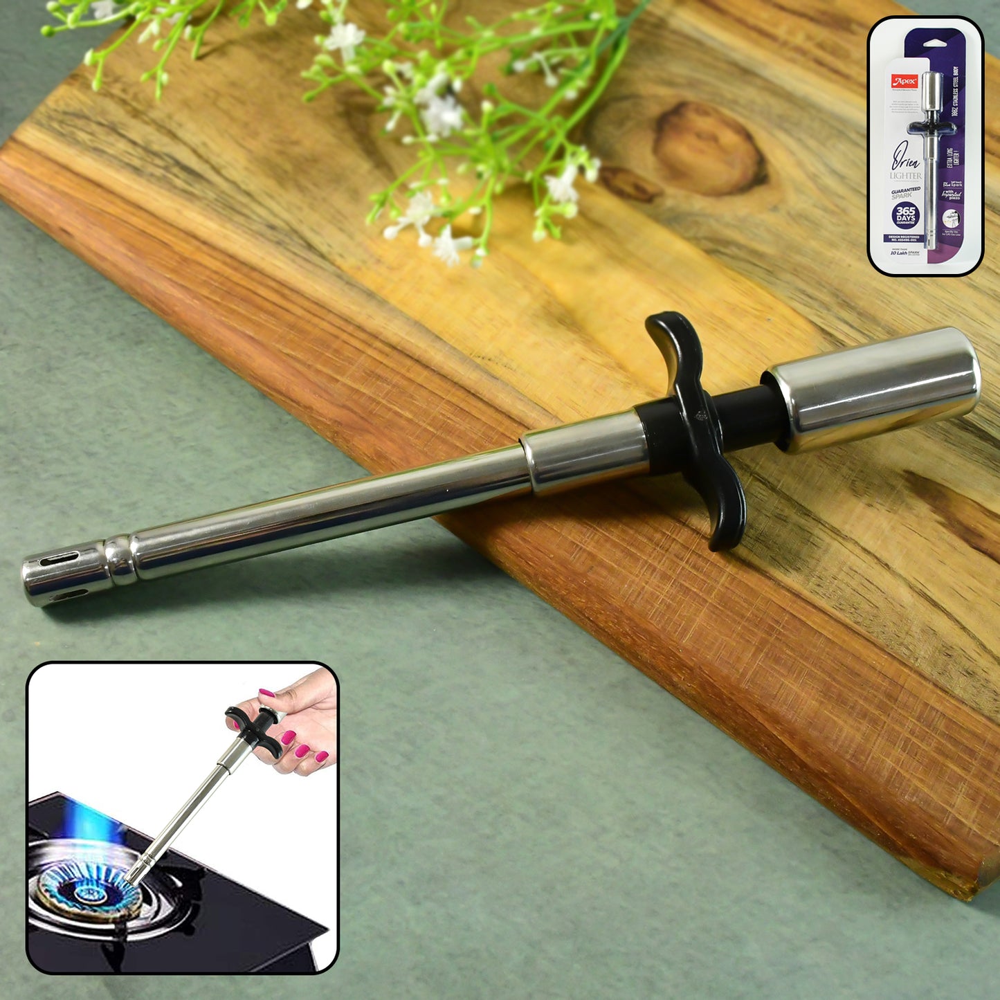 Apex Stainless Steel Gas Stove Lighter - 1 Pc - Happy Price - Image 6