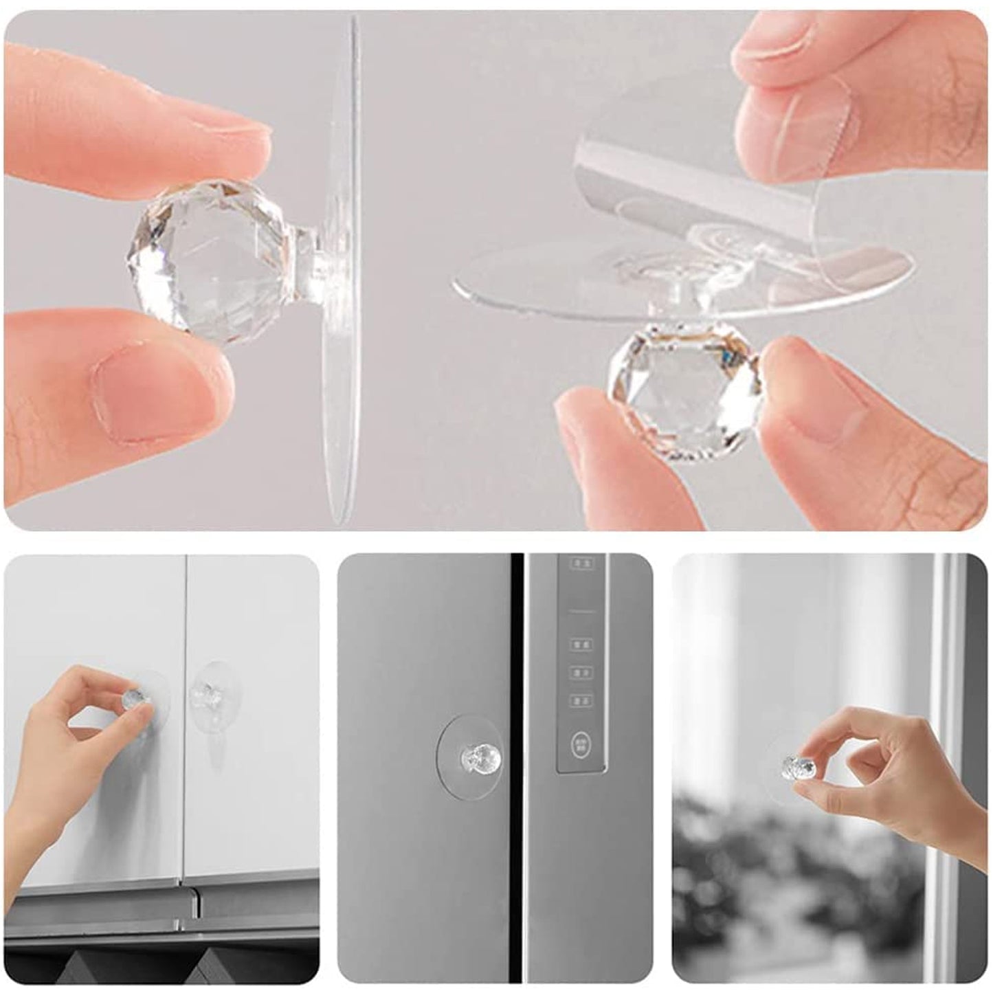 Crystal Diamond Shaped Drawer Pull Handles - Clear Cabinet Knobs (1 Pc) - Happy Price - Image 2