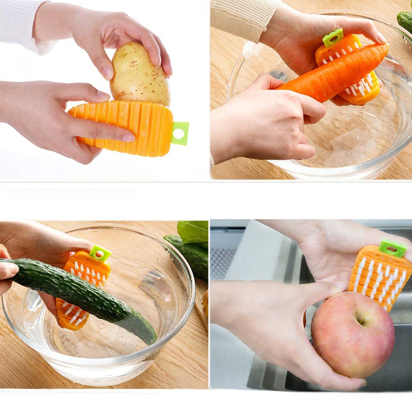 Vegetable Scrubbing Brush Vegetable Scrubber Nontoxic Fruit Brush Carrot Shape Vegetable Brush For Potato For Vegetable - Happy Price - Image 7