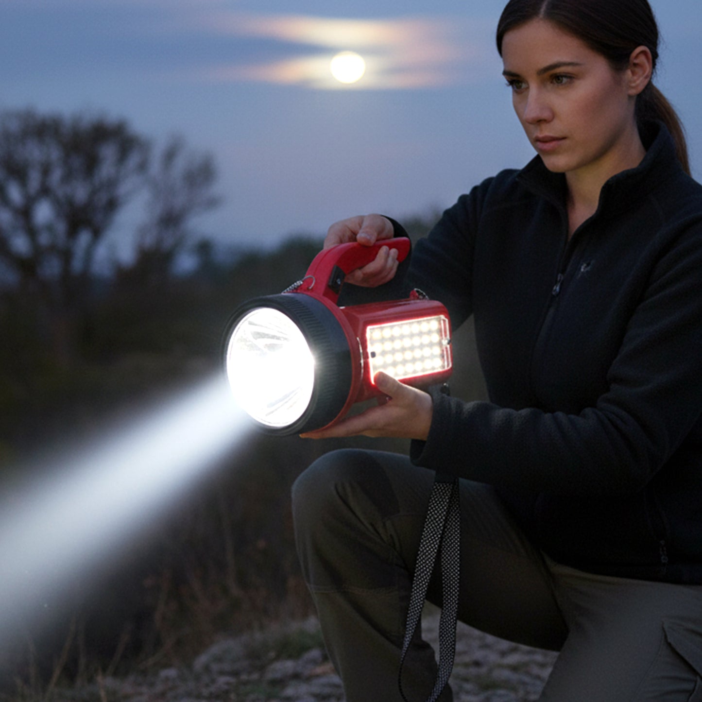 200W Rechargeable LED Torch Light with Side Emergency Panel - 1 Pc - Great Price - Image 3