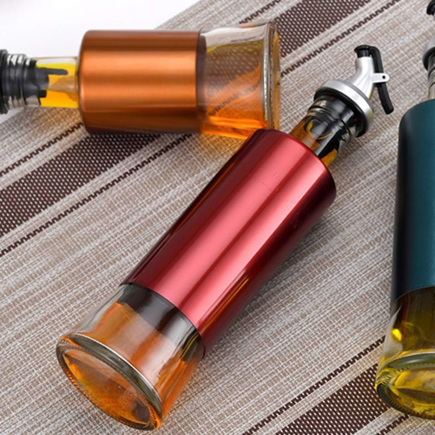 Glass Oil Dispenser with Protective Plastic Casing - 300ml - Happy Price - Image 2