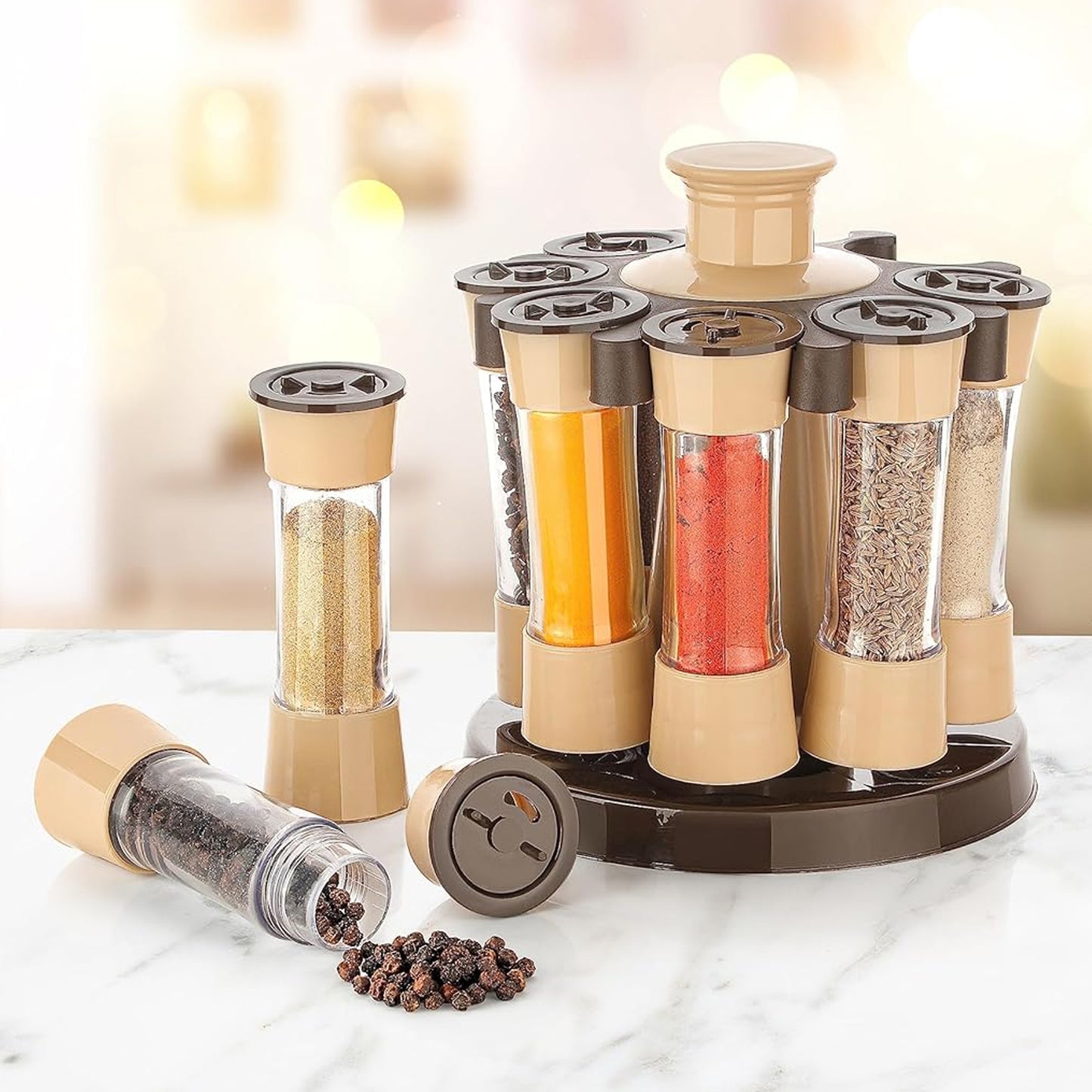 360 Revolving Spice Rack For Kitchen And Dining Table 8 Spice Jars - Happy Price - Image 3