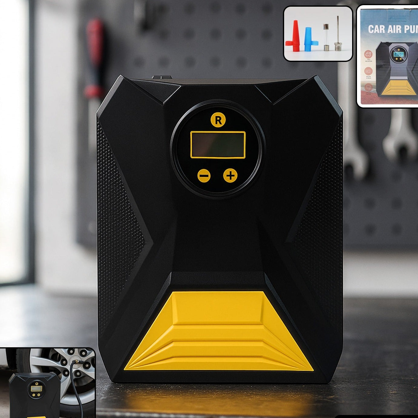 Portable Digital Tyre Inflator - 12V Car Air Compressor with Auto Shut-off & LCD Display (1 Pc) - Happy Price - Image 1