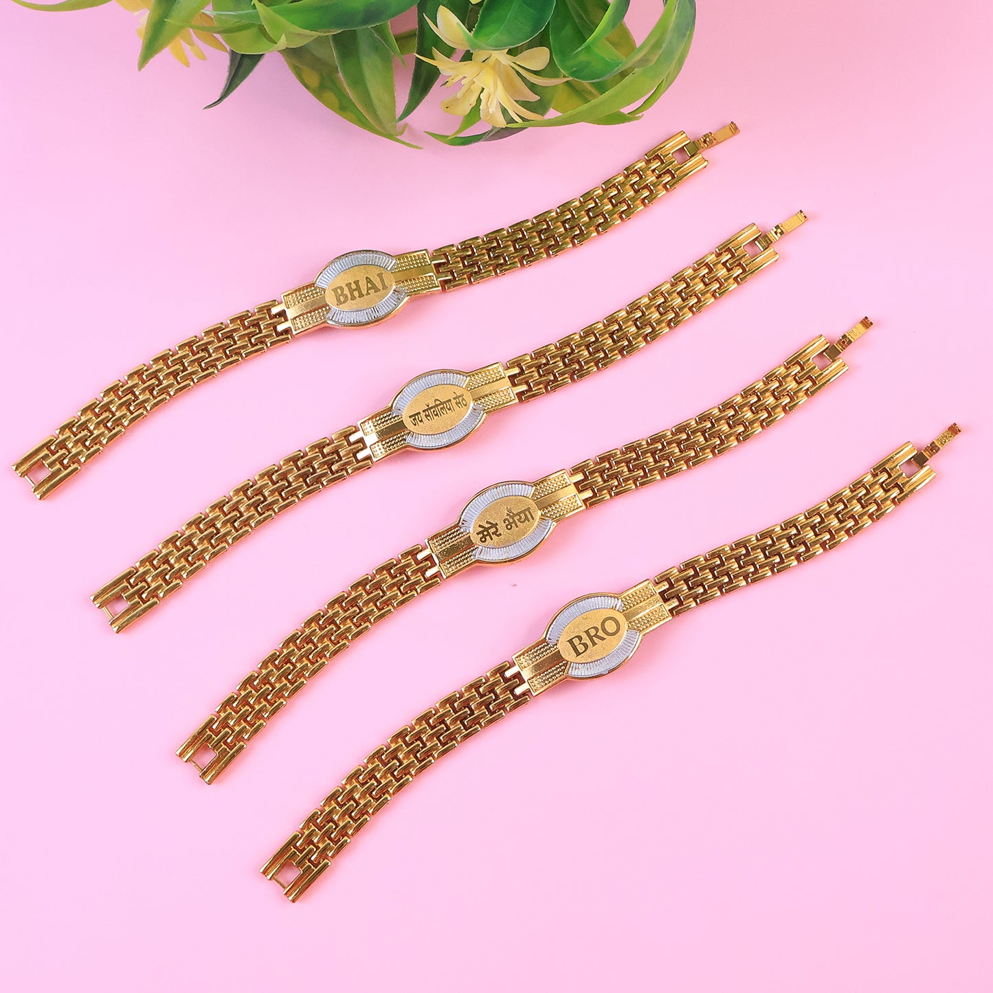 Rakhi Bracelet For Brother Metal Chain Style Rakhi With Mixed Designs (1 Pc) - Happy Price - Image 6