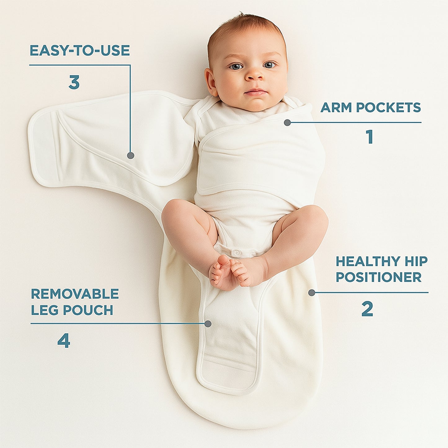 Soft Cotton Adjustable Baby Swaddle Wrap For Newborns (1 Pc) - Happy Price - Image 7