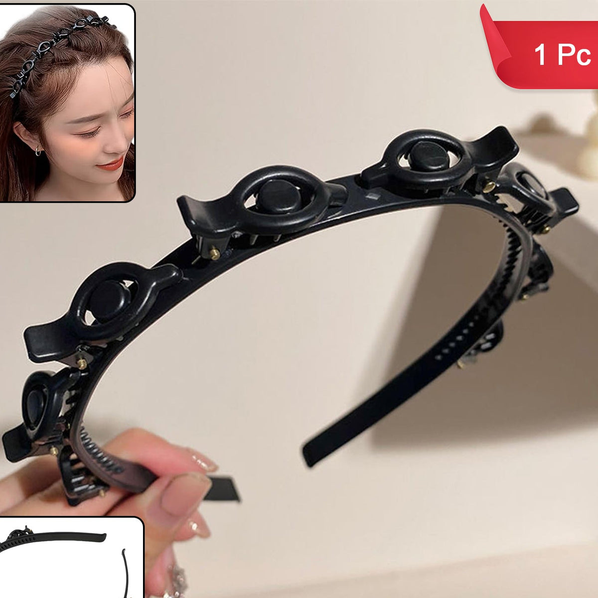 Adjustable Clip-On Hair Styling Headband with Mini Claws (1 Pc) - Happy Price - Image 1