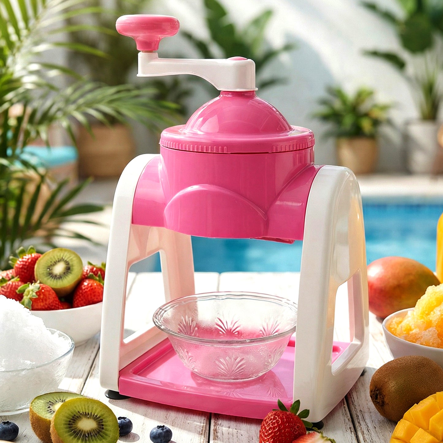 Manual Ice Crusher Machine - Hand Crank Gola Maker (1 Set Pink) - Happy Price - Image 6