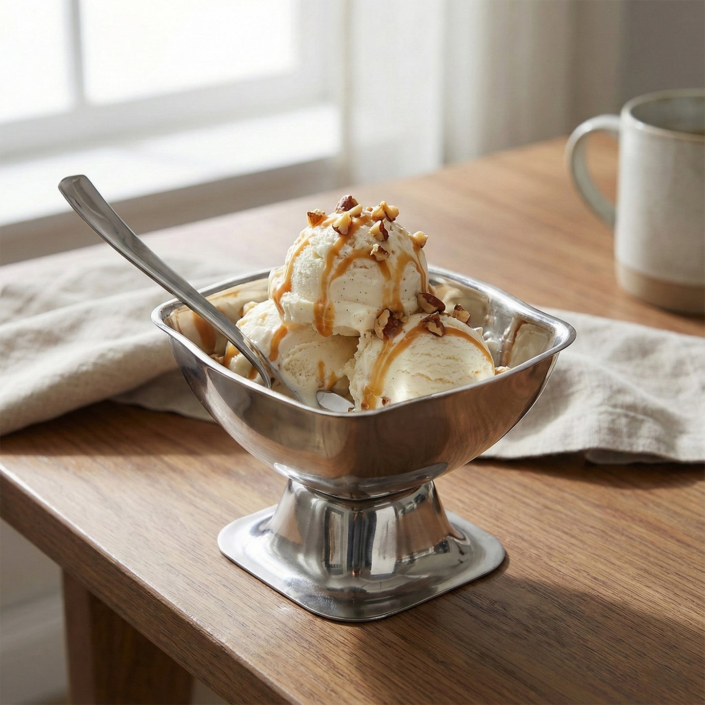 Stainless Steel Ice Cream Cups with Spoons Set - 6 Pc - Happy Price - Image 3