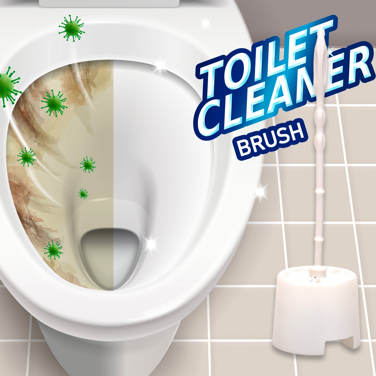 Toilet Cleaning Brush with Holder for Indian & Western Toilets - Happy Price - Image 3