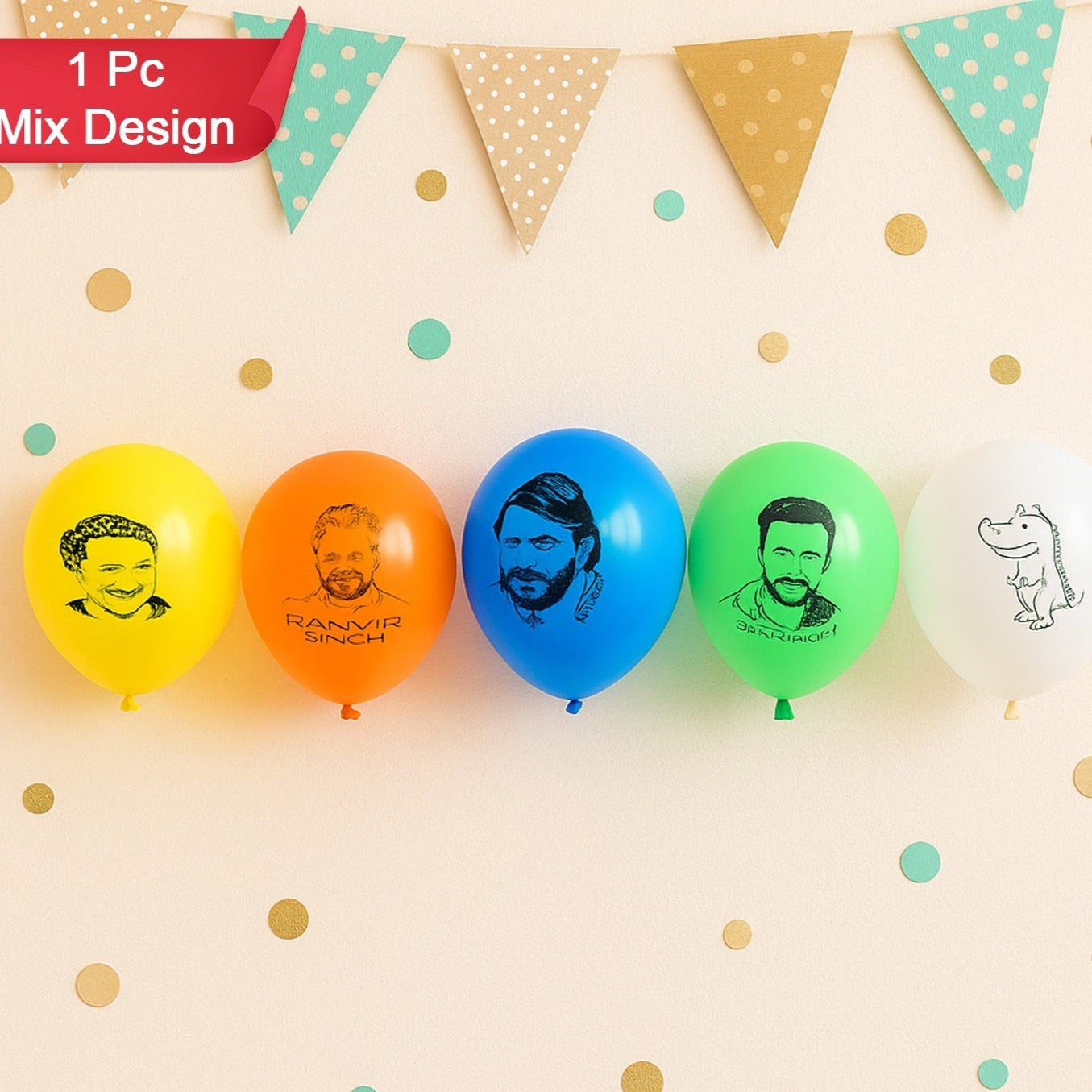 Assorted Printed Mix Design Party Latex Balloons (1 Pc) - Happy Price - Image 1