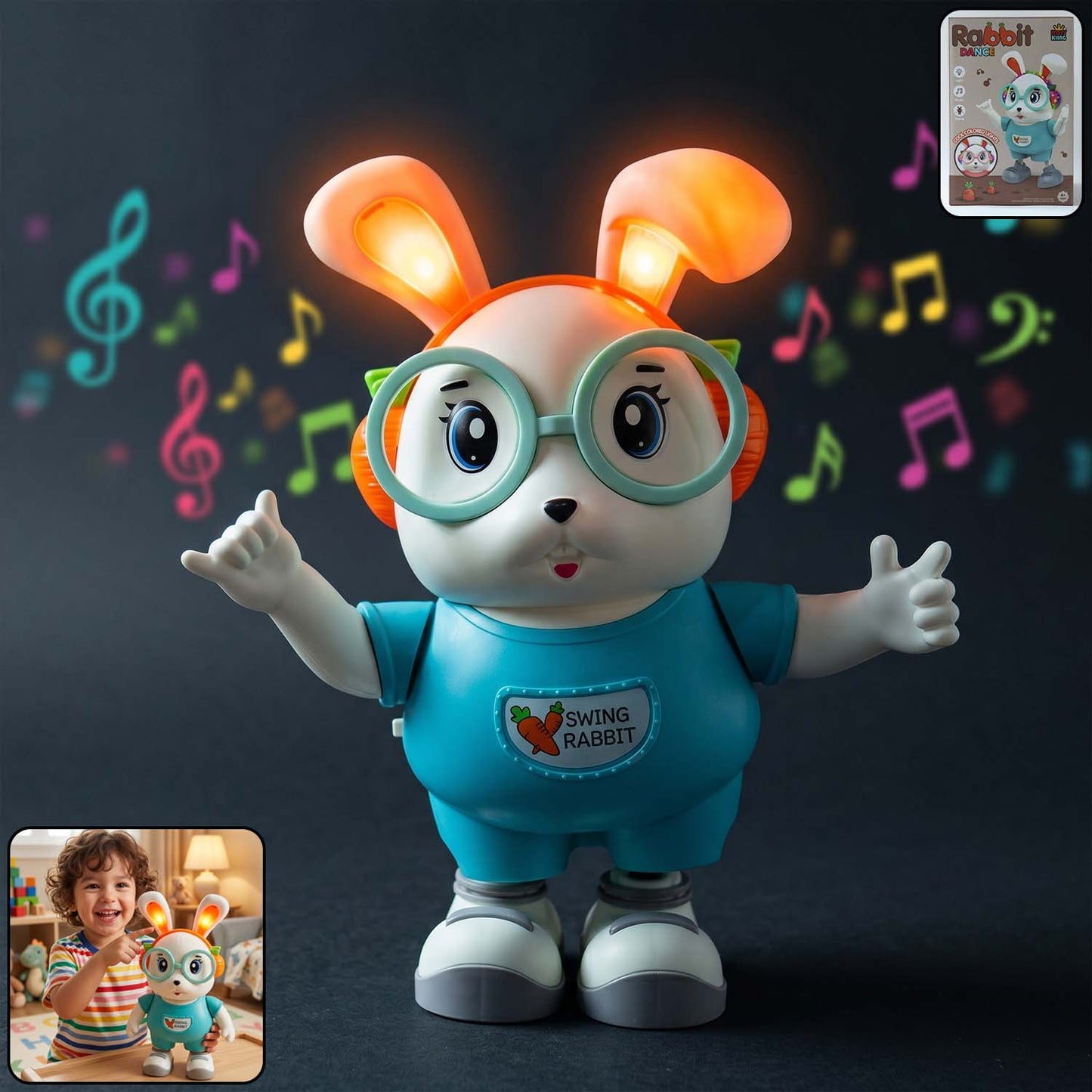 Musical Dancing Rabbit Toy with Light-Up Ears - Fun & Educational for Kids (1 Pc) - Great Price - Image 2