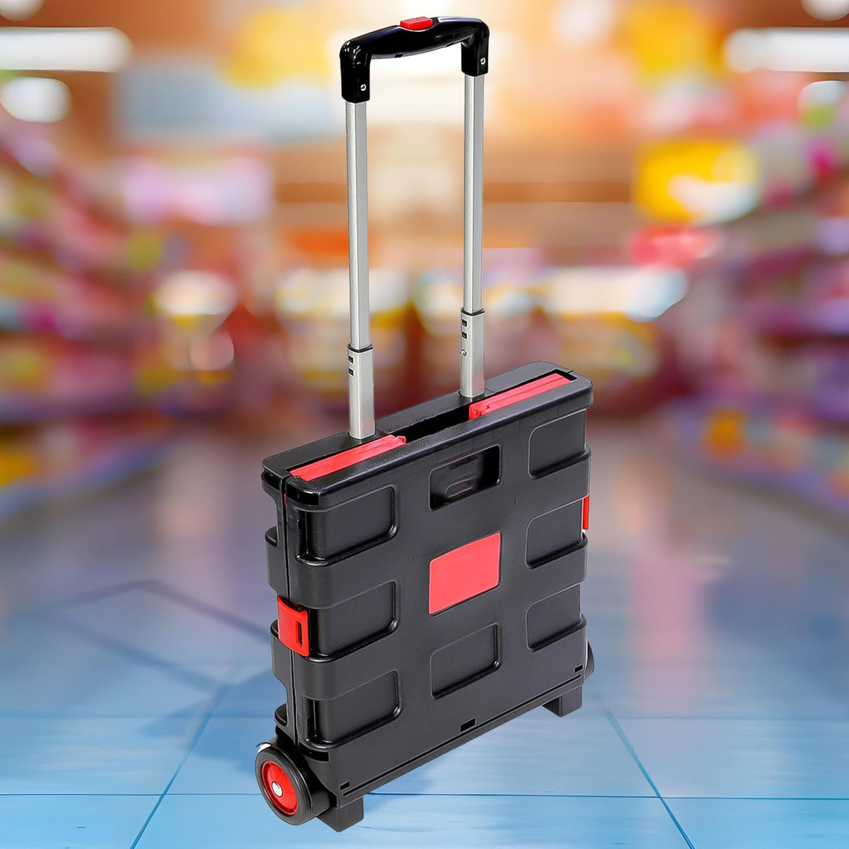 Foldable Shopping Grocery Trolley Cart Travel Portable Food Basket (1 Pc) - Happy Price - Image 3