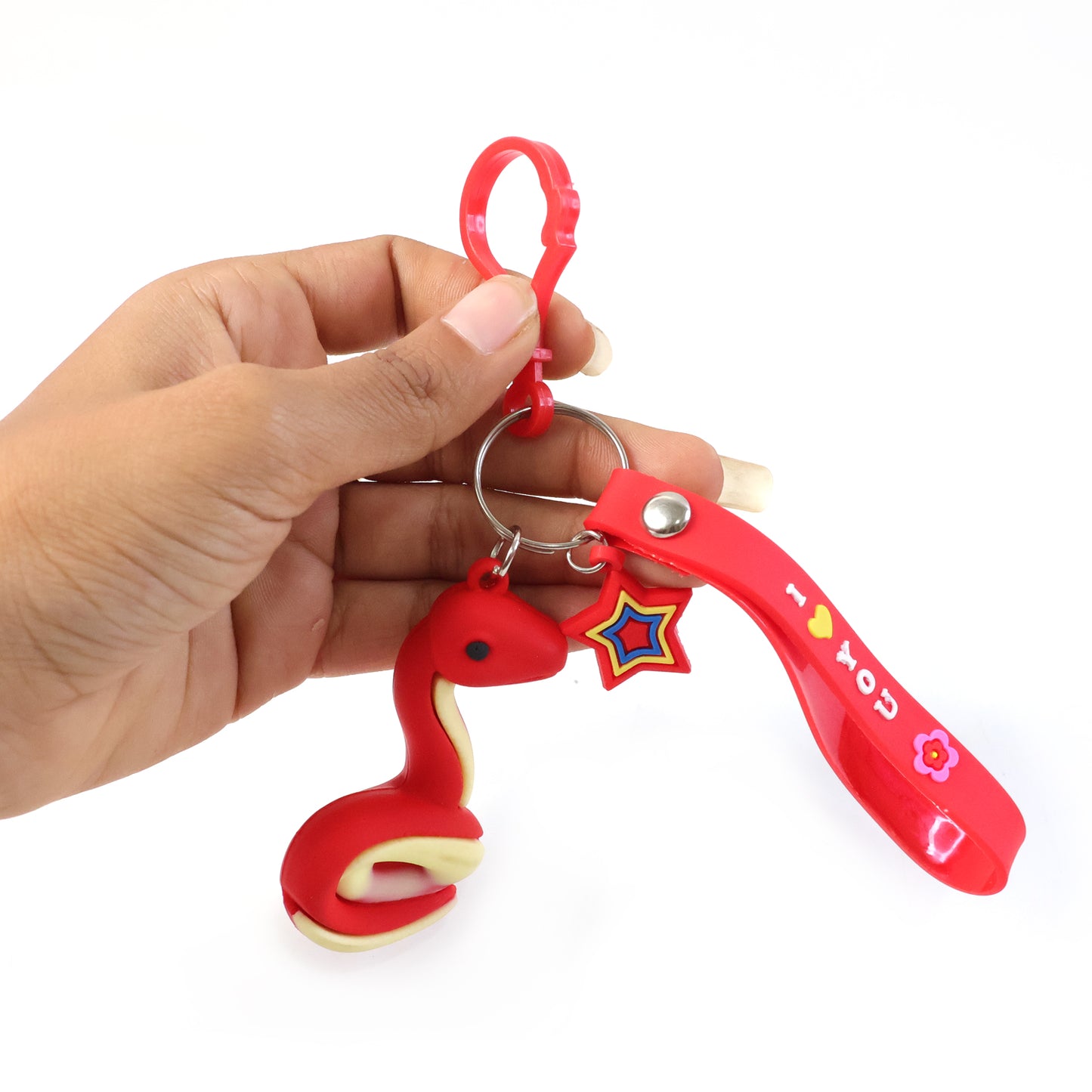 Cute Snake Shape Keychain with Strap & Hook Clip - 1 Pc - Happy Price - Image 5