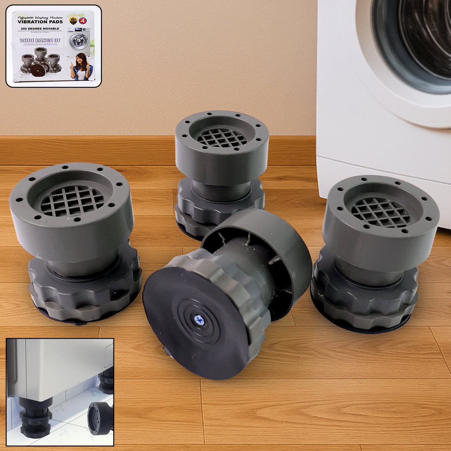 Adjustable Anti-vibration Pads For Washing Machine And Refrigerator Base (4 Pc) - Happy Price - Image 2
