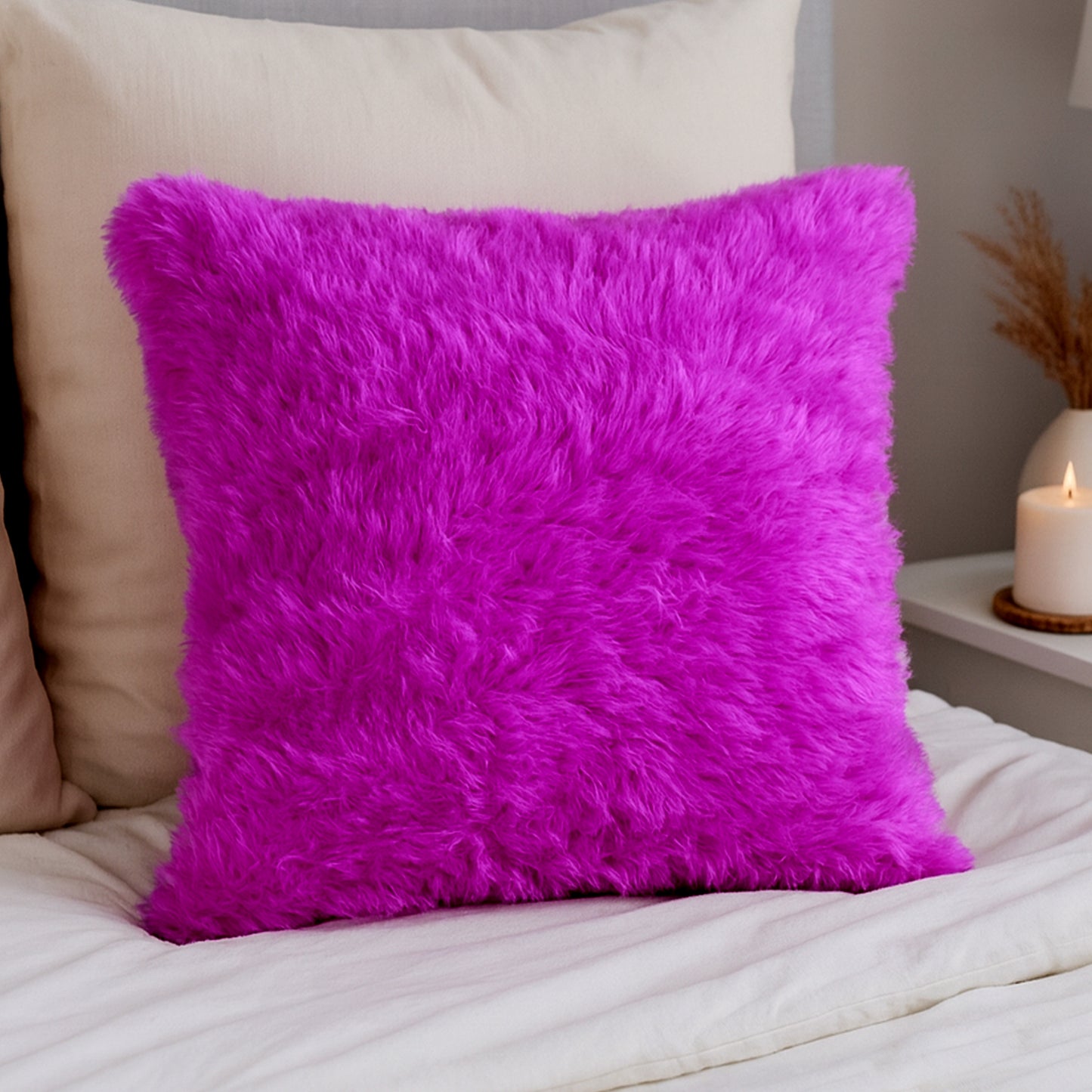 Super Soft Faux Fur Cushion Pillow (1 Pc) - Plush Decorative Throw for Sofa & Bed - Happy Price - Image 5