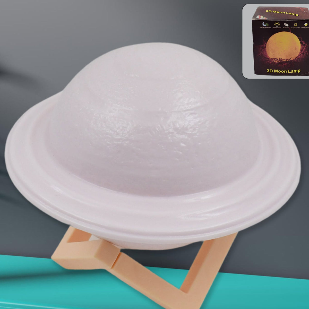 3d Saturn Lamp Home Decoration Bedside Night Light With Base (1 Pc Multicolor) - Happy Price - Image 1