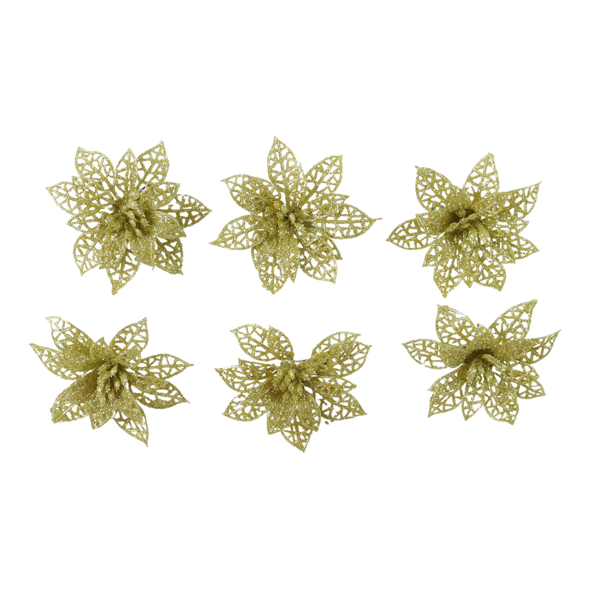 Glitter Flower Hair Clips - 6 Pc Mix Color Set for Women & Girls - Happy Price - Image 4