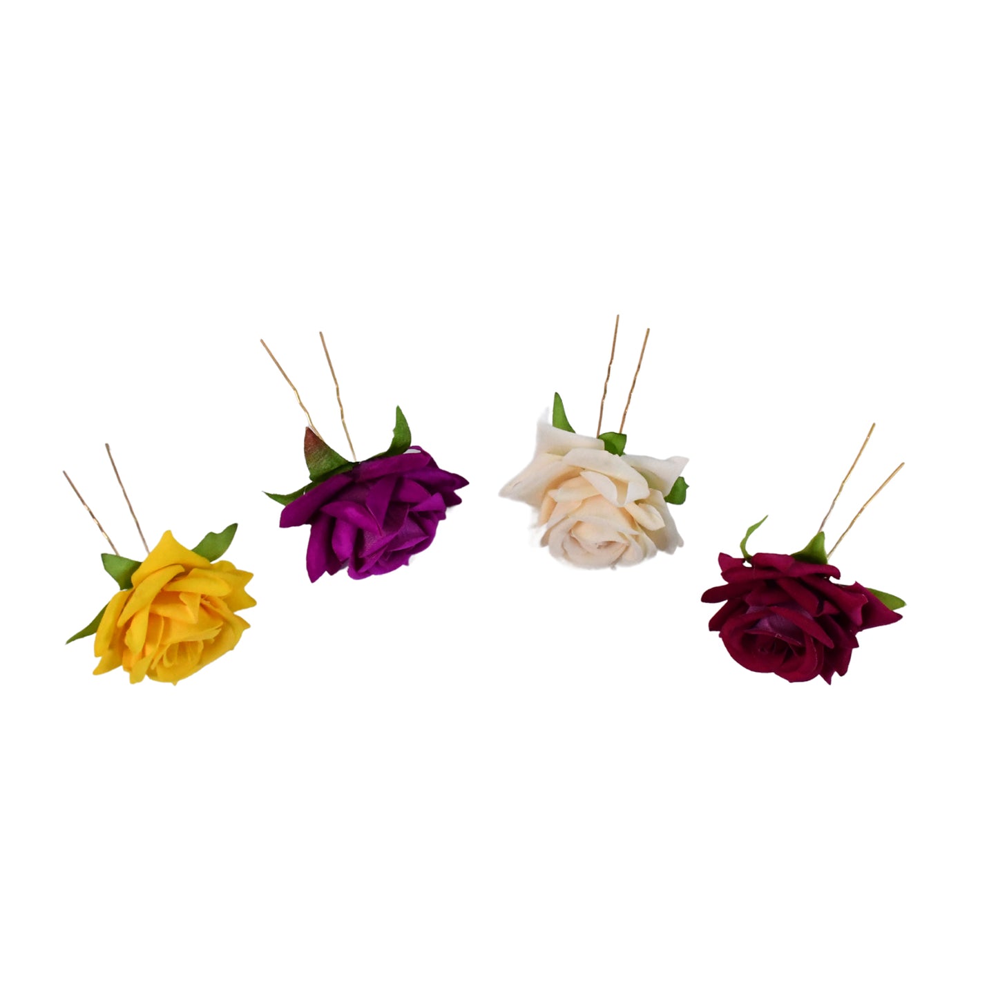 Set of 4 Colourful Flower Hair Pins - Mixed Floral Designs - Happy Price - Image 4