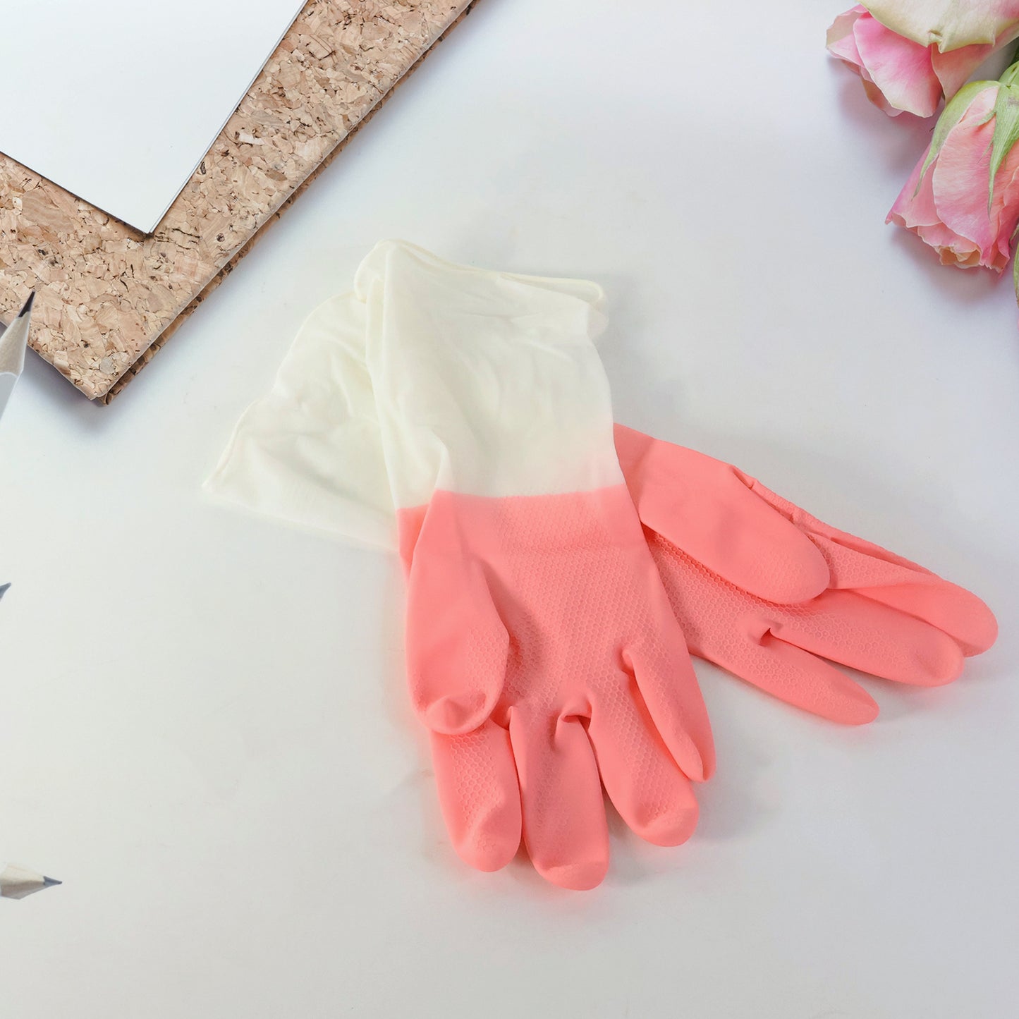 Medium Reusable Household Cleaning Gloves - Long Cuffs, Non-Slip Grip (1 Pair) - Happy Price - Image 3