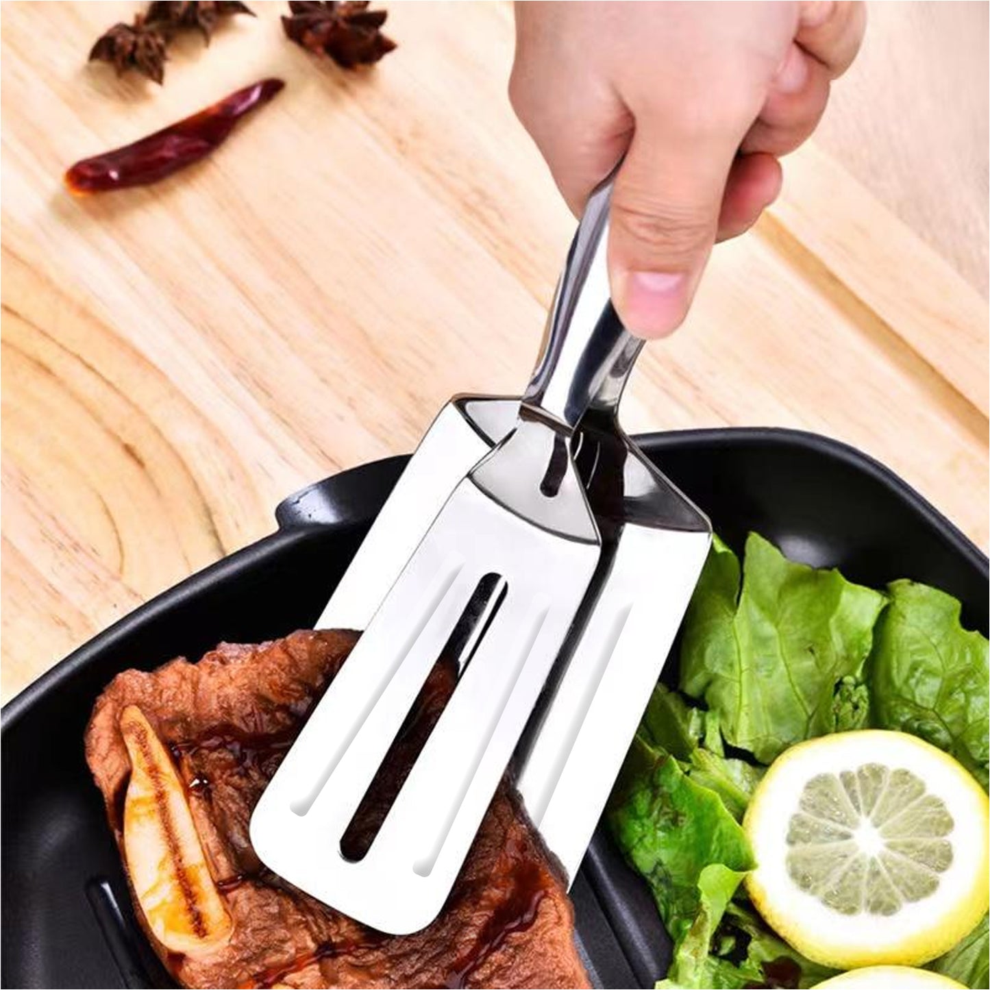 Stainless Steel Multi-Purpose Kitchen Tongs for Cooking & Serving - Happy Price - Image 3