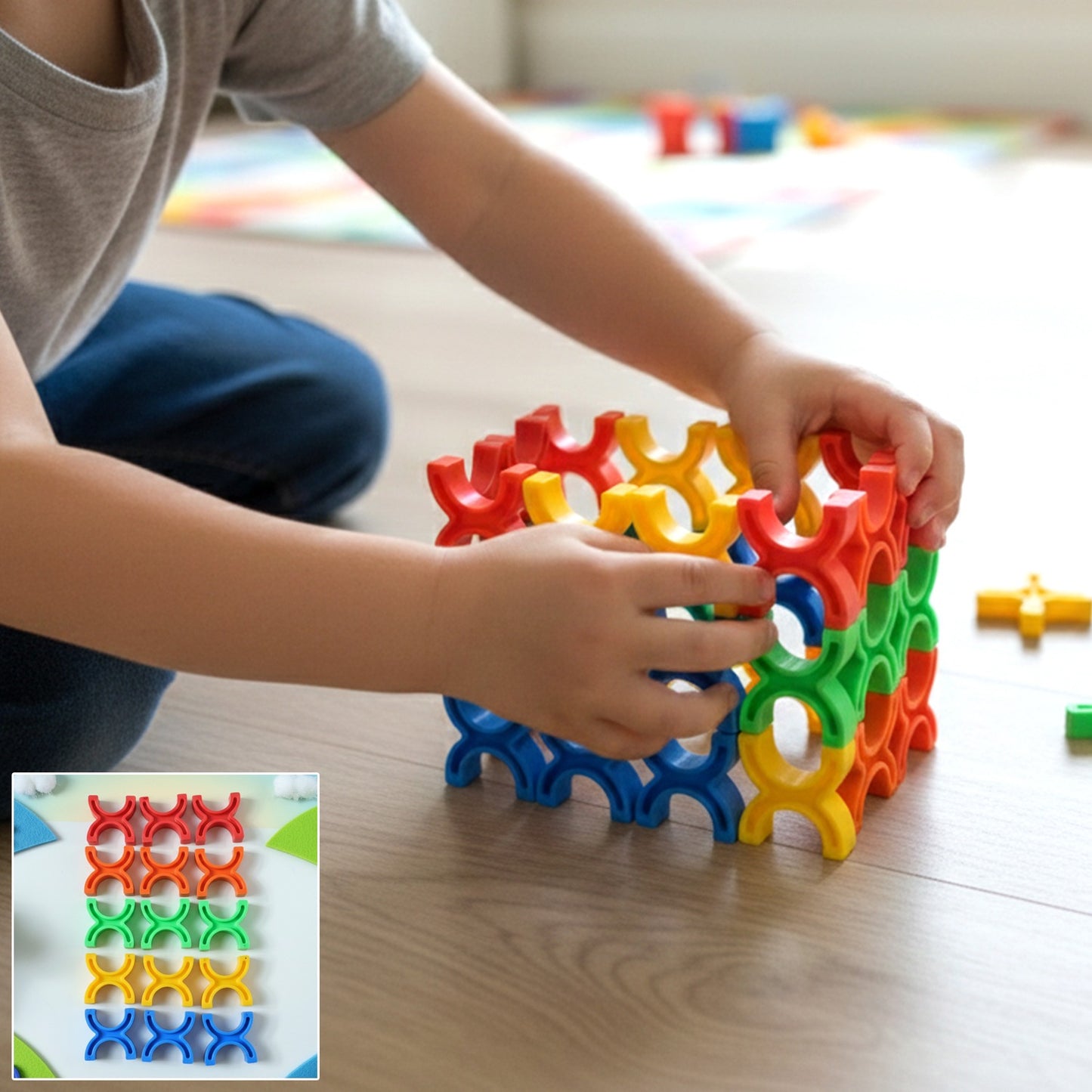 Colorful Interlocking Balance Blocks Toy Set for Kids - Educational Stacking & Building Fun (1 Set) - Happy Price - Image 2