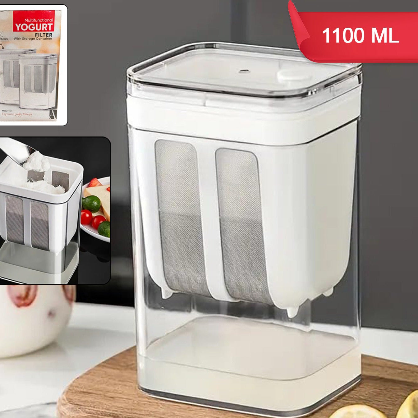2 In 1 Multifunctional Yogurt Strainer With Storage Container 1100 Ml (1 Set) - Happy Price - Image 1