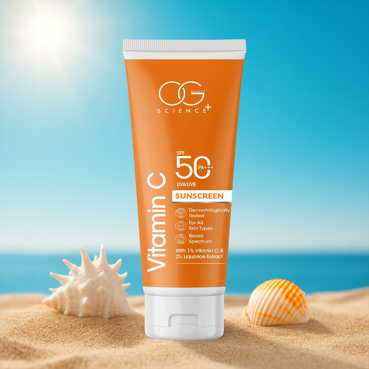 Vitamin C Sunscreen SPF 50 PA+++, 50ml Tube - Brightening & Anti-Aging Sun Protection - Happy Price - Image 7