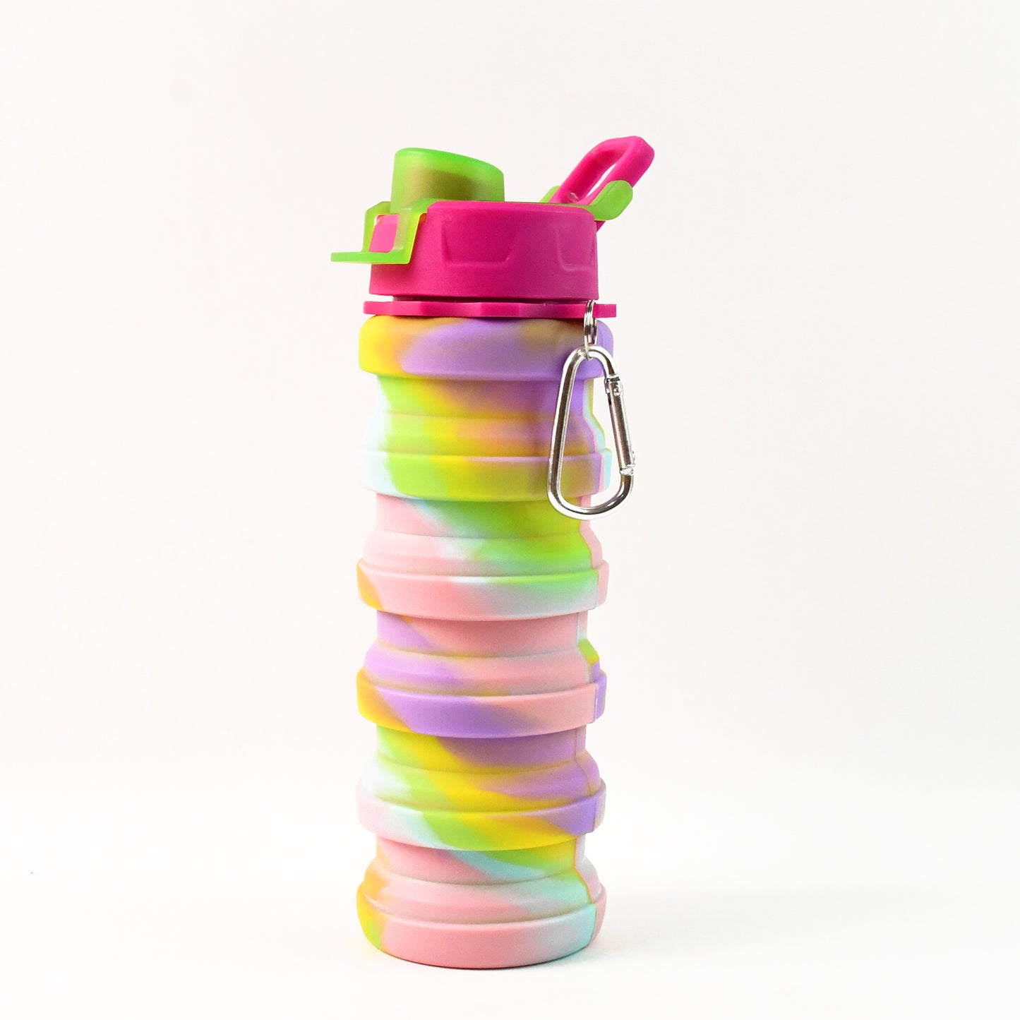Colorful Collapsible Silicone Water Bottle with Carabiner Clip - 1 Pc - Happy Price - Image 2