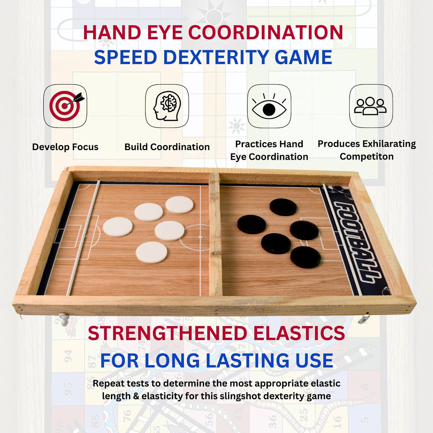 Wooden Board Game Set Ludo Snakes Ladders And Desktop Football (3-in-1) - Happy Price - Image 4