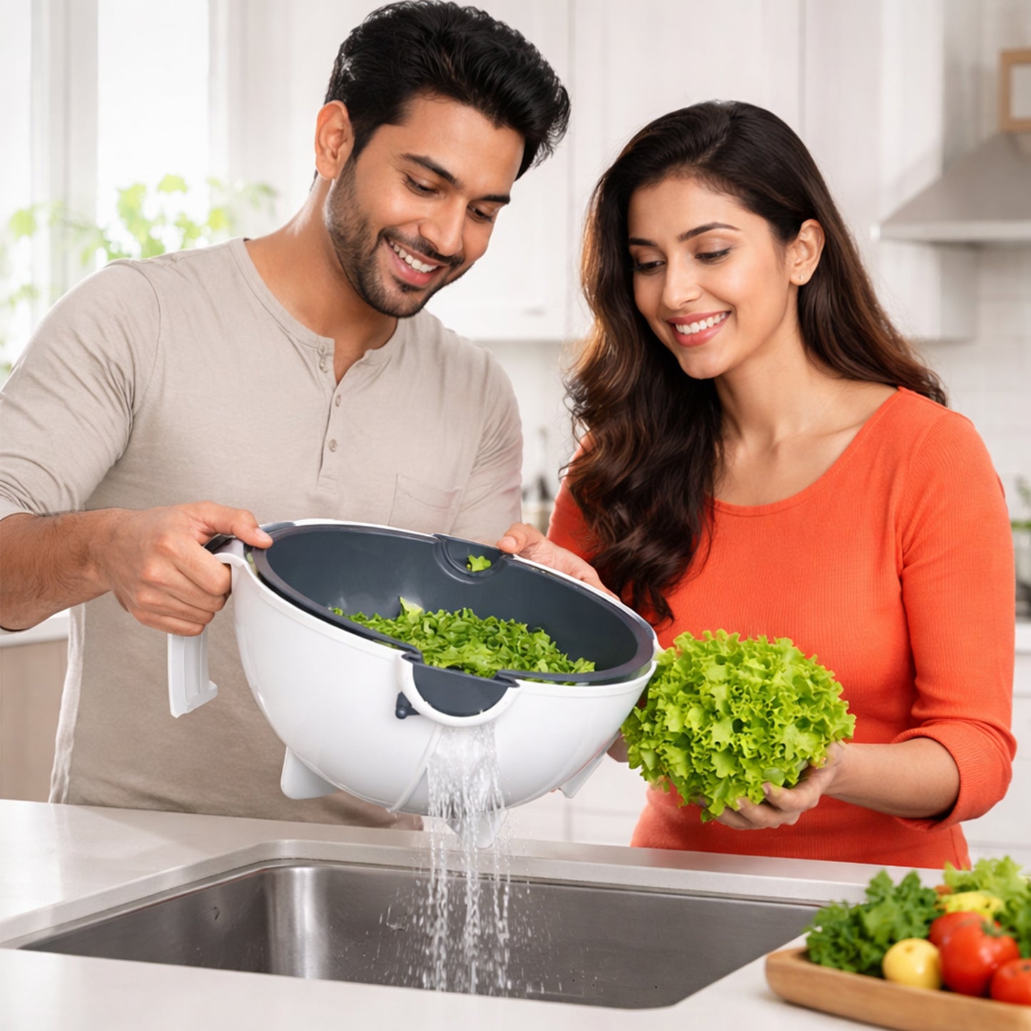 2-in-1 Vegetable Washing Bowl with Strainer - 1 Pc - Great Price - Image 3