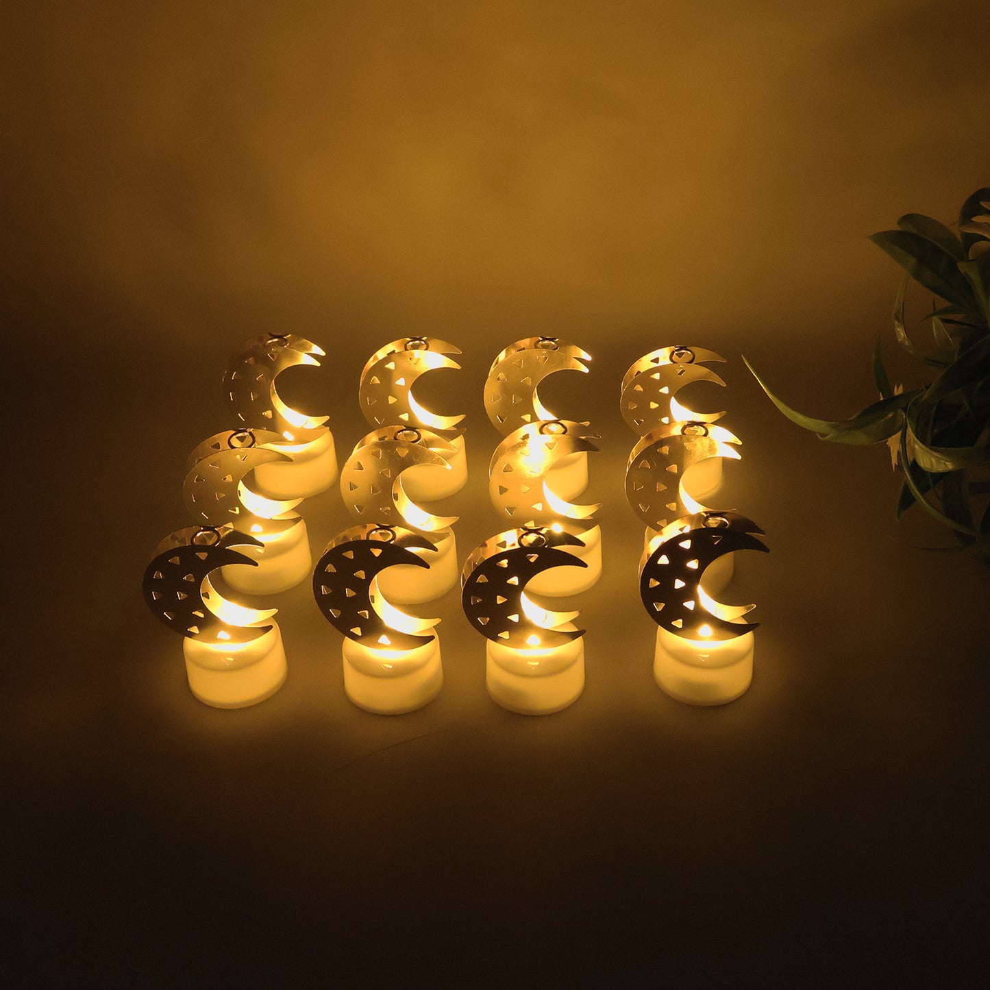 Decorative Moon Shaped Flameless LED Candles - 12 Pc Set for Ambiance - Happy Price - Image 5